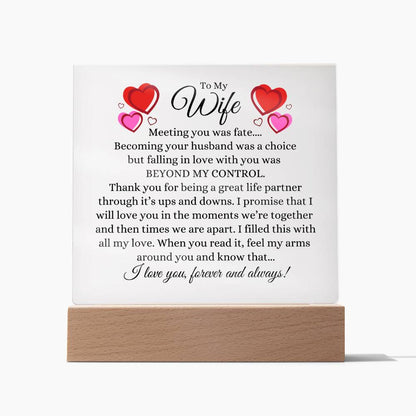 To My Wife  |  Meeting You Was Fate - Acrylic Square Plaque