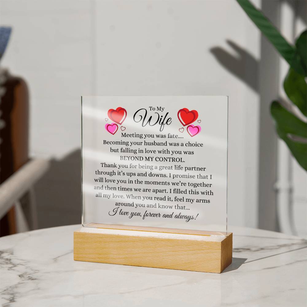 To My Wife  |  Meeting You Was Fate - Acrylic Square Plaque