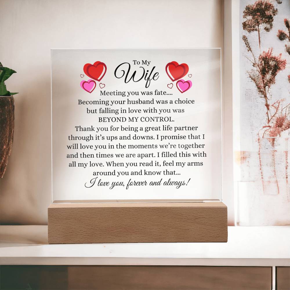 To My Wife  |  Meeting You Was Fate - Acrylic Square Plaque
