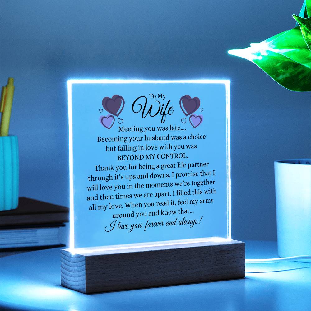 To My Wife  |  Meeting You Was Fate - Acrylic Square Plaque